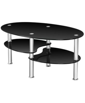 Tempered Glass Oval Side Table