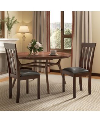 Dining Chair Set of 2 Upholstered Wooden Kitchen Chairs with Padded Seat and Rubber Wood Frame