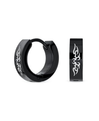 Laser Etched Guardian Angel Wings Mini Hoop Huggie Earrings Stainless Steel