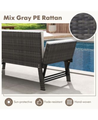 Outdoor Convertible Sofa Daybed with Adjustable Armrests for Balcony-Off