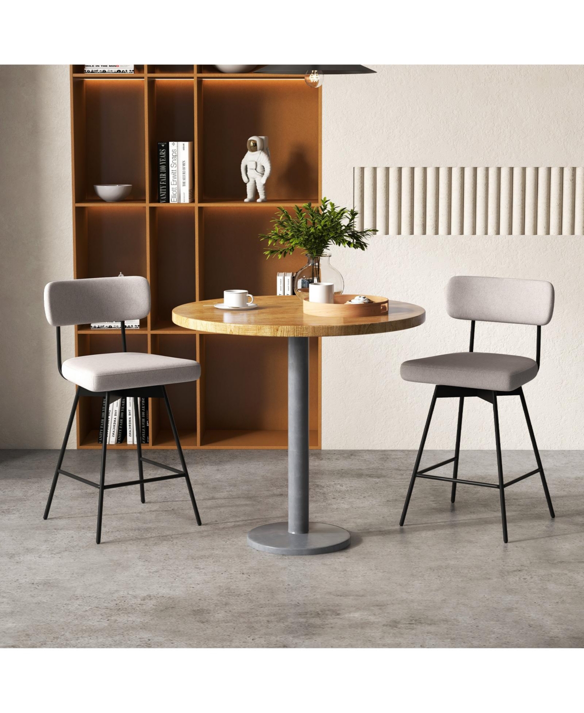 Gouun 25 Inch 2-Piece Modern Upholstered Bar Stools with Back and Footrests