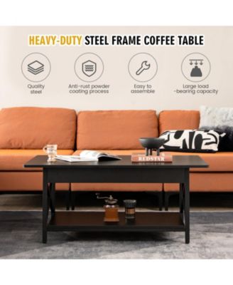 2-Tier Industrial Rectangular Table with Storage Shelf