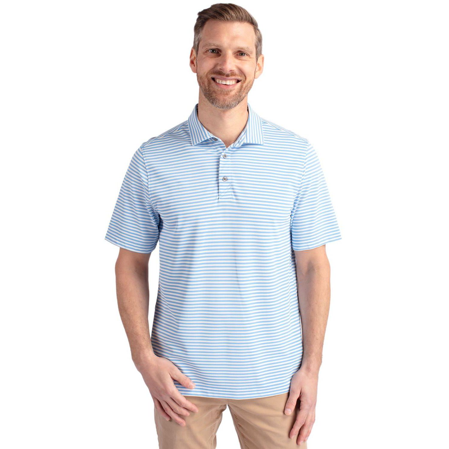 Men's Virtue Eco Pique Stripe Recycled Polo Shirt