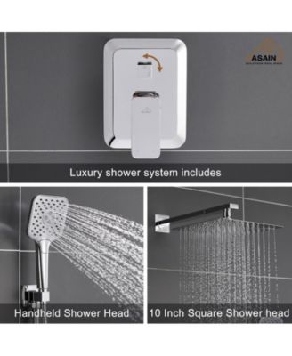 10 Inch Wall Mounted Square Shower System Set with Handheld Spray