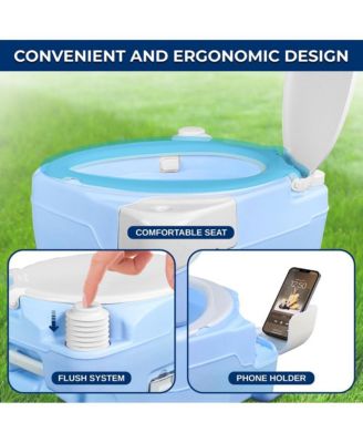20-Liter Outdoor Portable Toilet with Extra Large Seat, Moonwhite