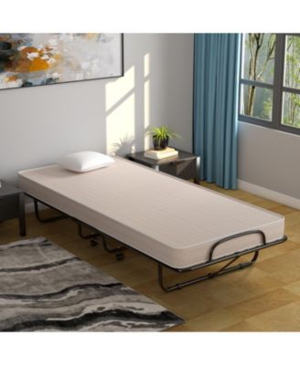 Rollaway Guest Bed with Sturdy Steel Frame and Memory Foam Mattress