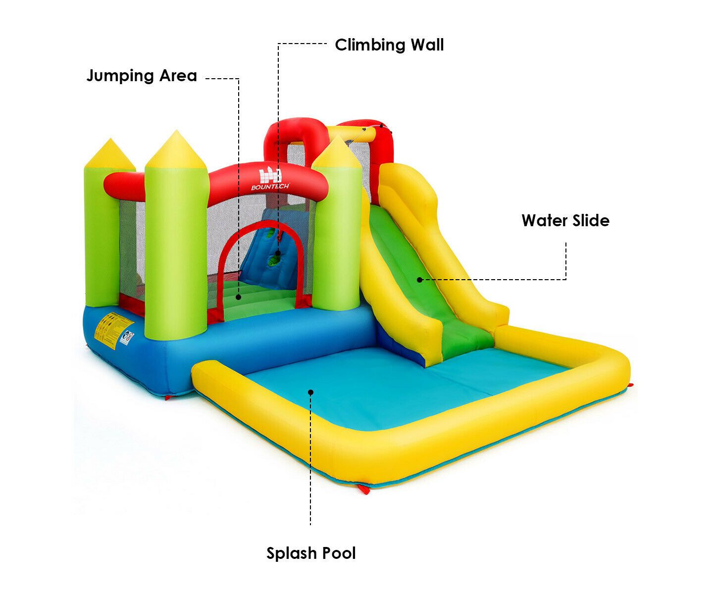 Детская игрушка GOUUN Inflatable Bounce House Water Slide, 138"L x 110.5"W x 75"H, Blower Sold Separately, For 3 Players, Ages 3+, цвет: Зелёный — фото 4