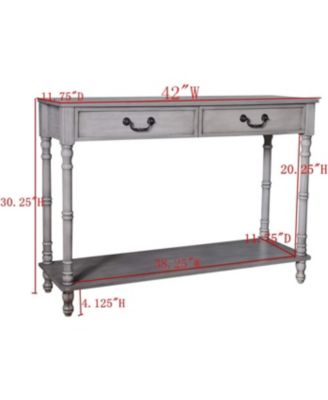 – 2 Drawer Wooden Hall Console Sofa Table, Washed Oak Finish