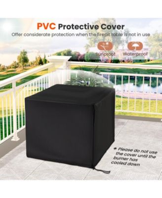 29 Inch Propane Rattan Firepit Table with Lava Rocks and Protective Cover