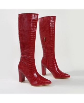 Aster Croc-Embossed Knee High Boots