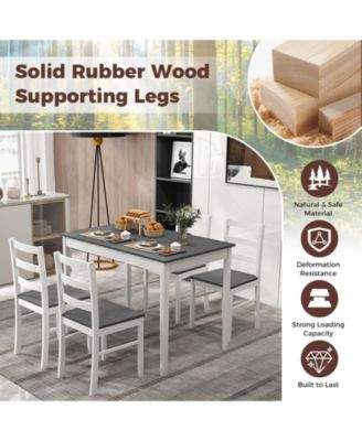 5-Piece Wooden Dining Set with Rectangular Table and 4 Chairs