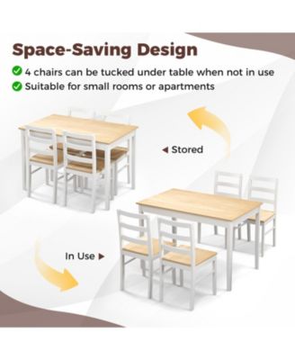 5-Piece Wooden Dining Set with Rectangular Table and 4 Chairs