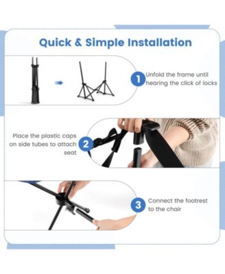 Hammock Camping Chair with Retractable Footrest and Carrying Bag
