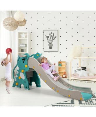 4-in-1 Kids Climber Slide Play Set with Basketball Hoop