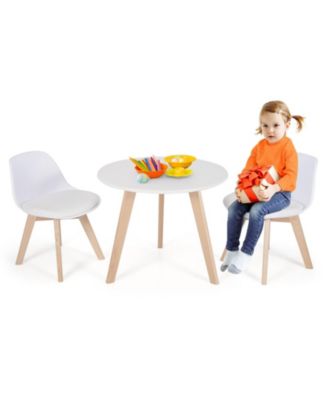 Modern Kids Activity Play Table and 2 Chairs Set with Beech Leg Cushion