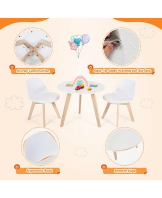 Modern Kids Activity Play Table and 2 Chairs Set with Beech Leg Cushion