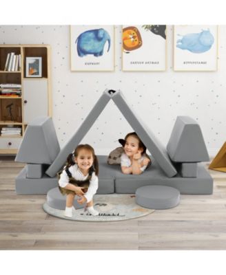 10-Piece Kids Play Couch Sofa with Portable Handle