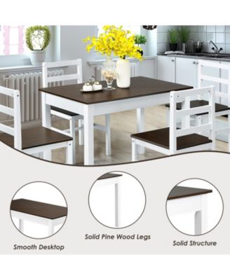 5 Pieces Solid Wood Compact Kitchen Dining Set