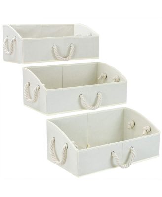 3 Pack Trapezoid Storage Box - Fabric Storage Baskets, Foldable Closet Organizer