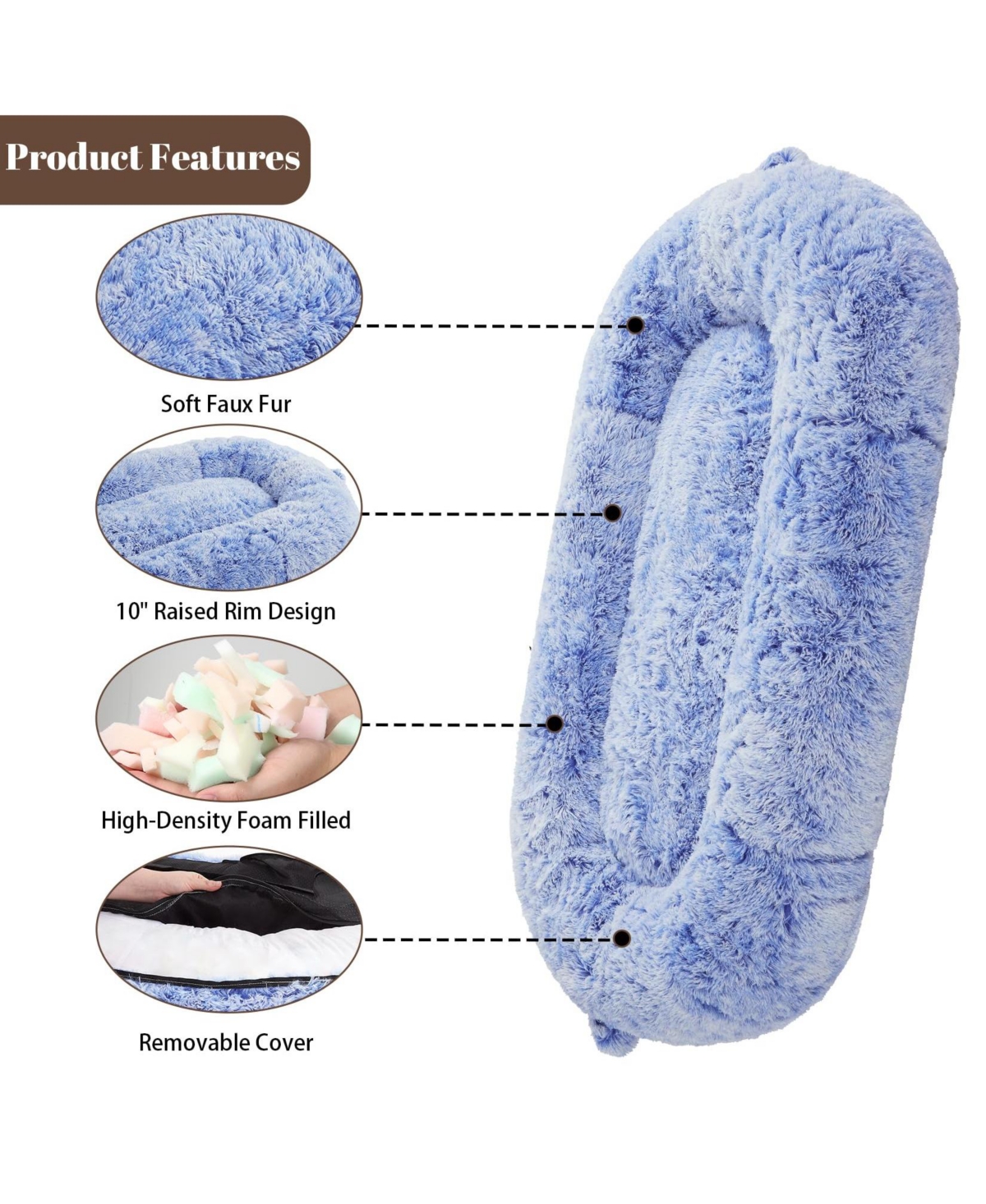 gaomon Human Sized Dog Bed for Adult People,71"x43.3"x10" Large Dog Bed