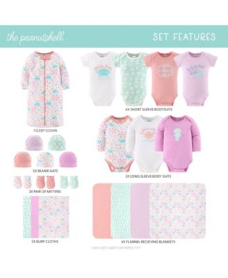 Baby Girls Layette Gift Set Girls, Ocean Flower, 23 Essential Pieces, 0-3 Months