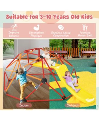 Kids Climbing Dome with Slide and Fabric Cushion for Garden Yard