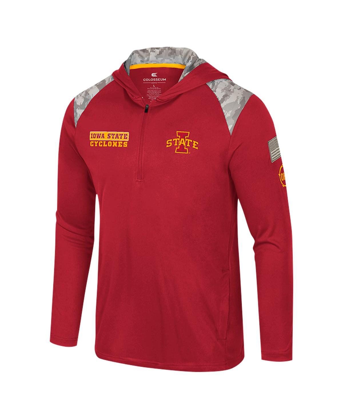 COLOSSEUM MEN'S CARDINAL IOWA STATE CYCLONES OHT MILITARY APPRECIATION QUARTER-ZIP HOODIE JACKET