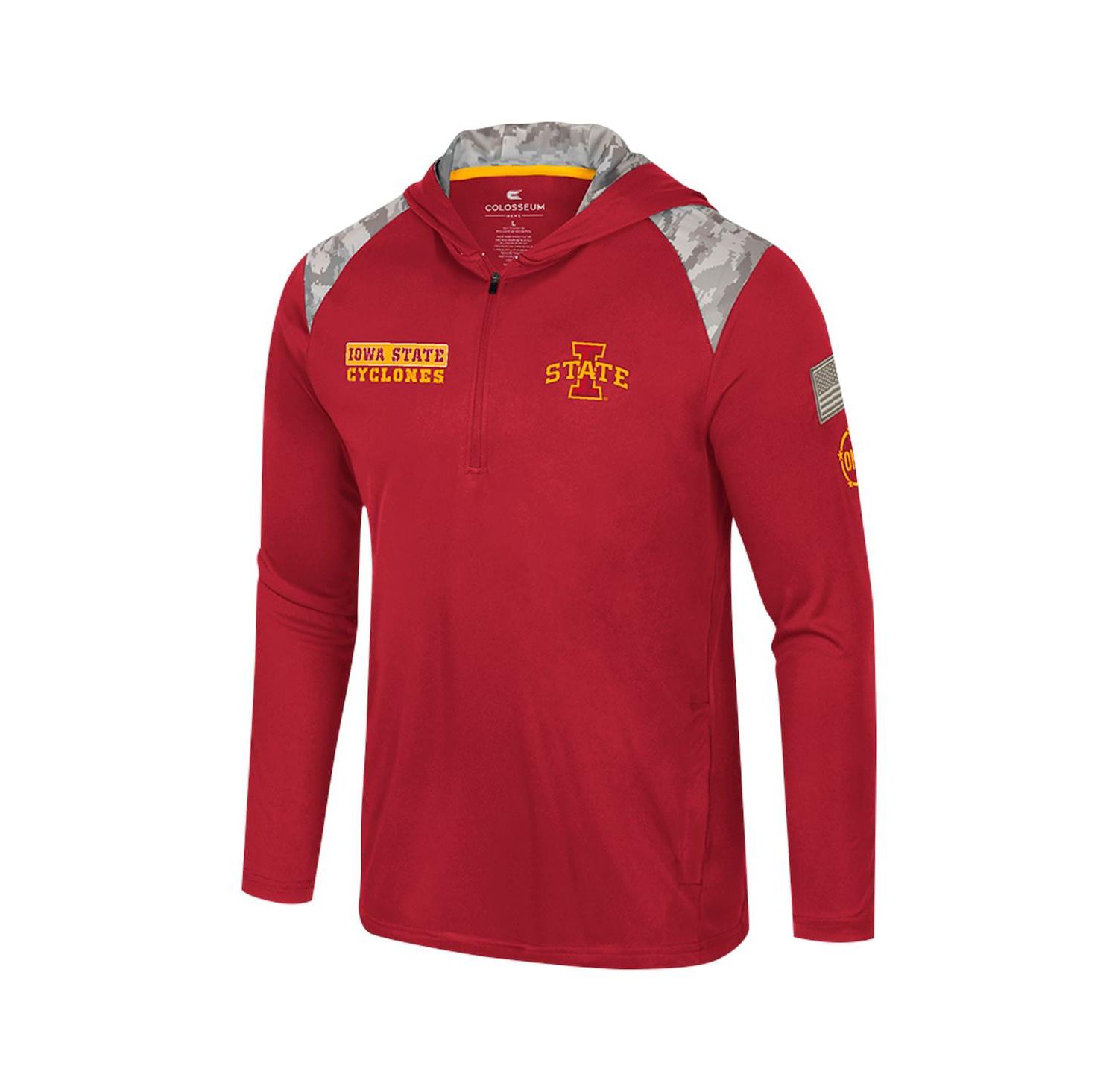 Men's Cardinal Iowa State Cyclones OHT Military Appreciation Quarter-Zip Hoodie Jacket