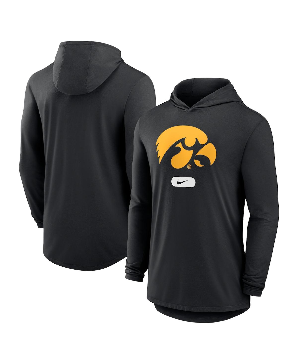 Nike Black Iowa Hawkeyes Lightweight Performance Long Sleeve Hoodie T-shirt In Black