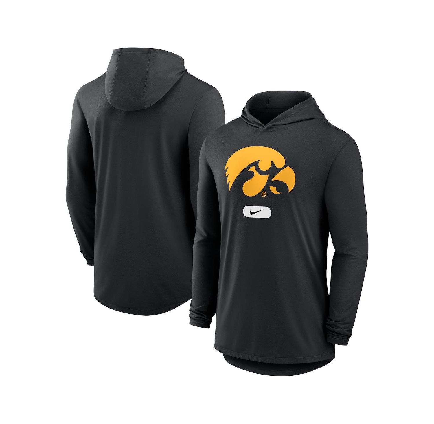 Men's Black Iowa Hawkeyes Lightweight Performance Long Sleeve Hoodie T-Shirt
