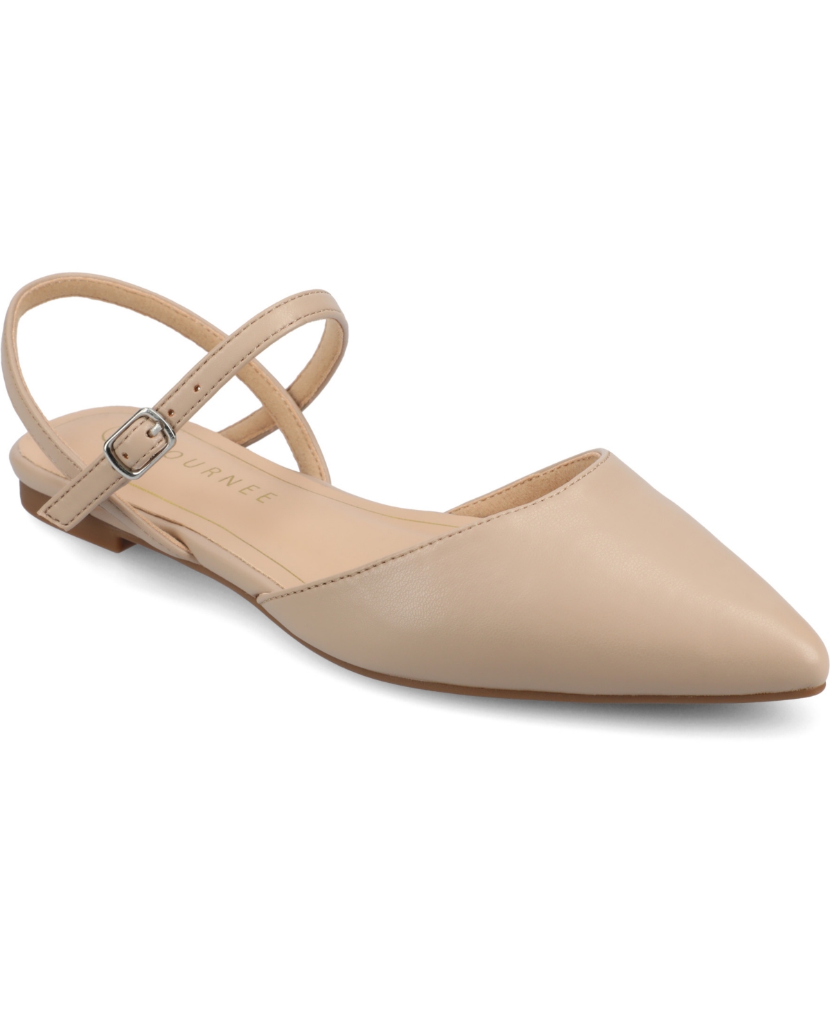 Shop Journee Collection Women's Martine Strappy Pointed Toe Flats In Taupe