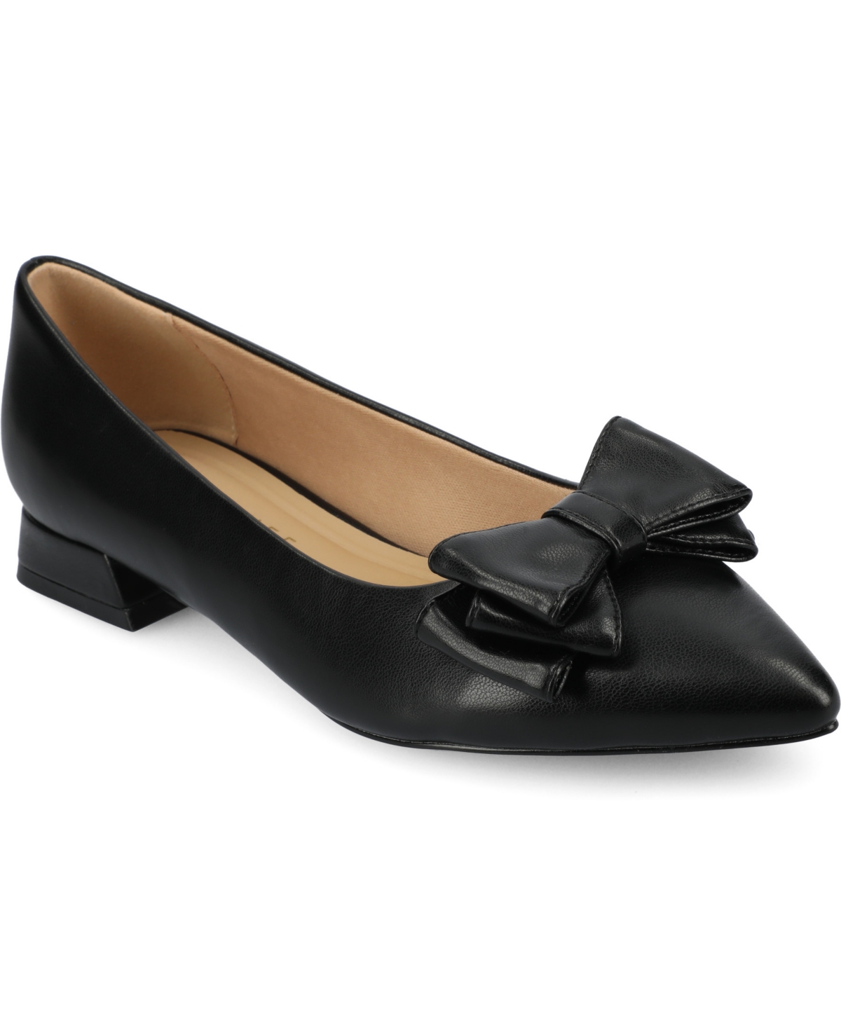 Shop Journee Collection Women's Ophelia Bow Low Block Heel Dress Flats In Black