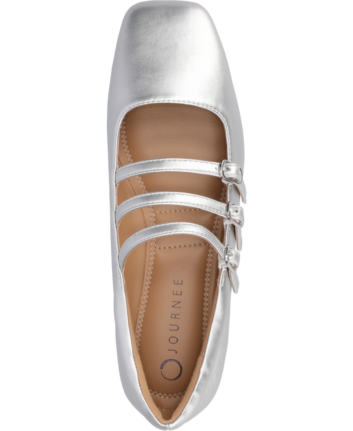 Shop Journee Collection Women's Darlin Multi Strap Mary Jane Square Toe Flats In Silver