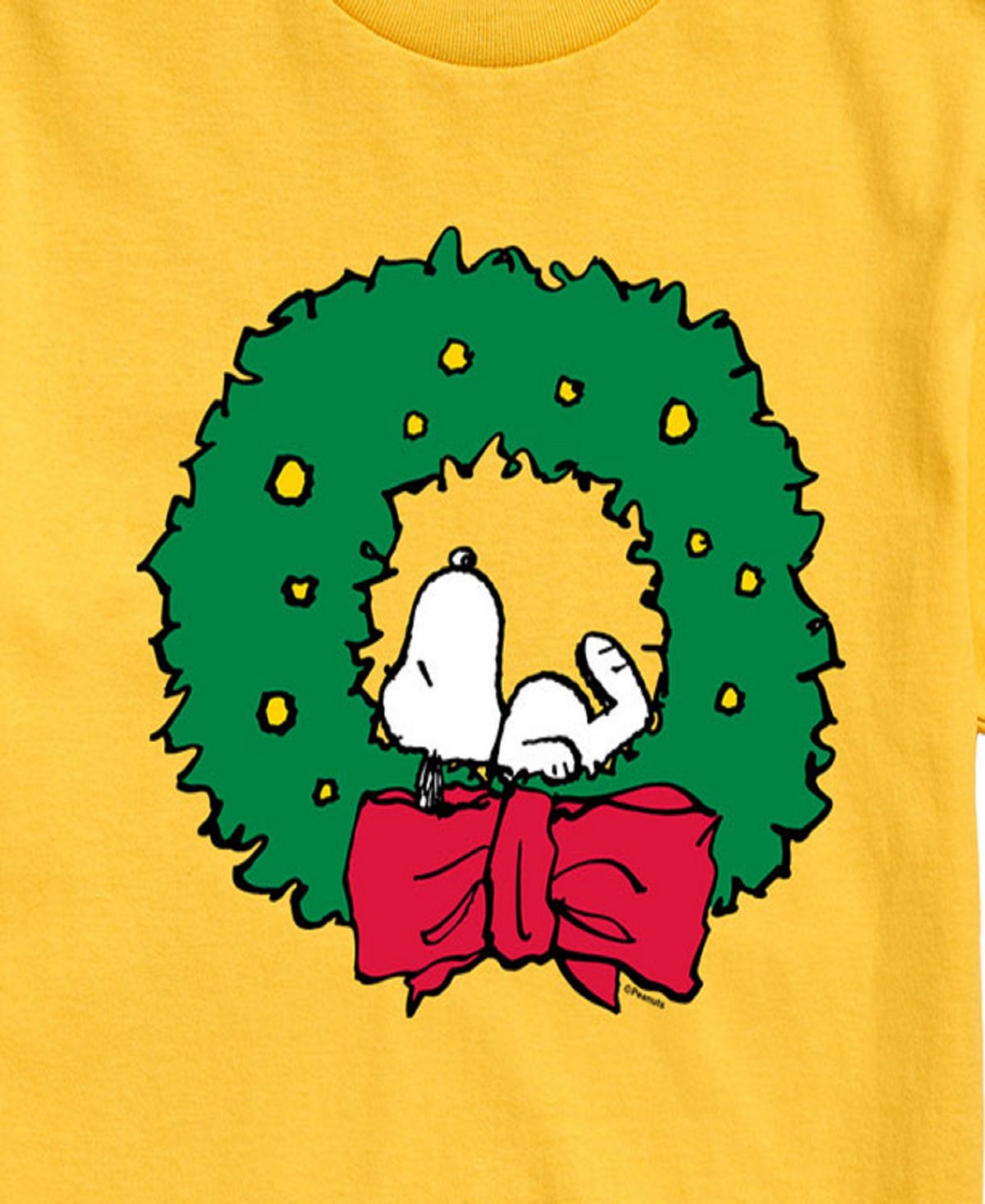 Airwaves Men's Peanuts Snoopy Wreath Short Sleeve Tee In Yellow