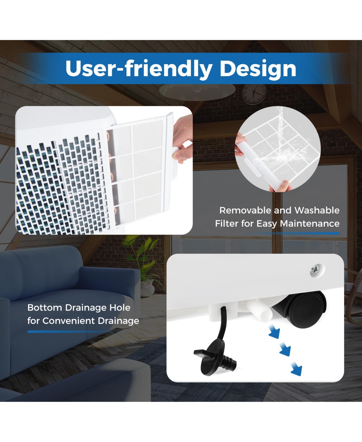 10000 Btu Portable Air Conditioner 3 in 1 Ac Unit Fan and Dehumidifier