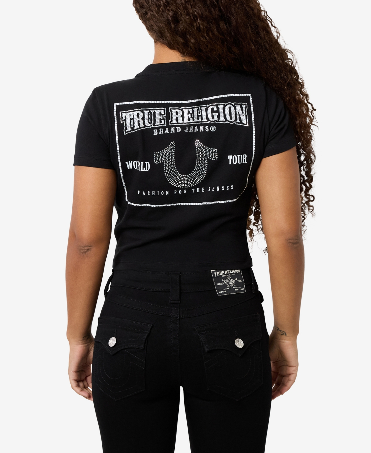 TRUE RELIGION WOMEN'S CRYSTAL HORSESHOE BABY T-SHIRT 