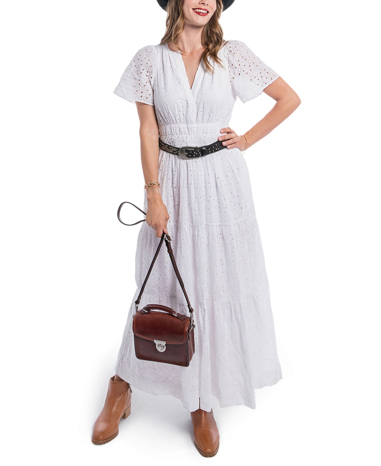 Laurel Mini Leather Convertible Pushlock Crossbody Bag