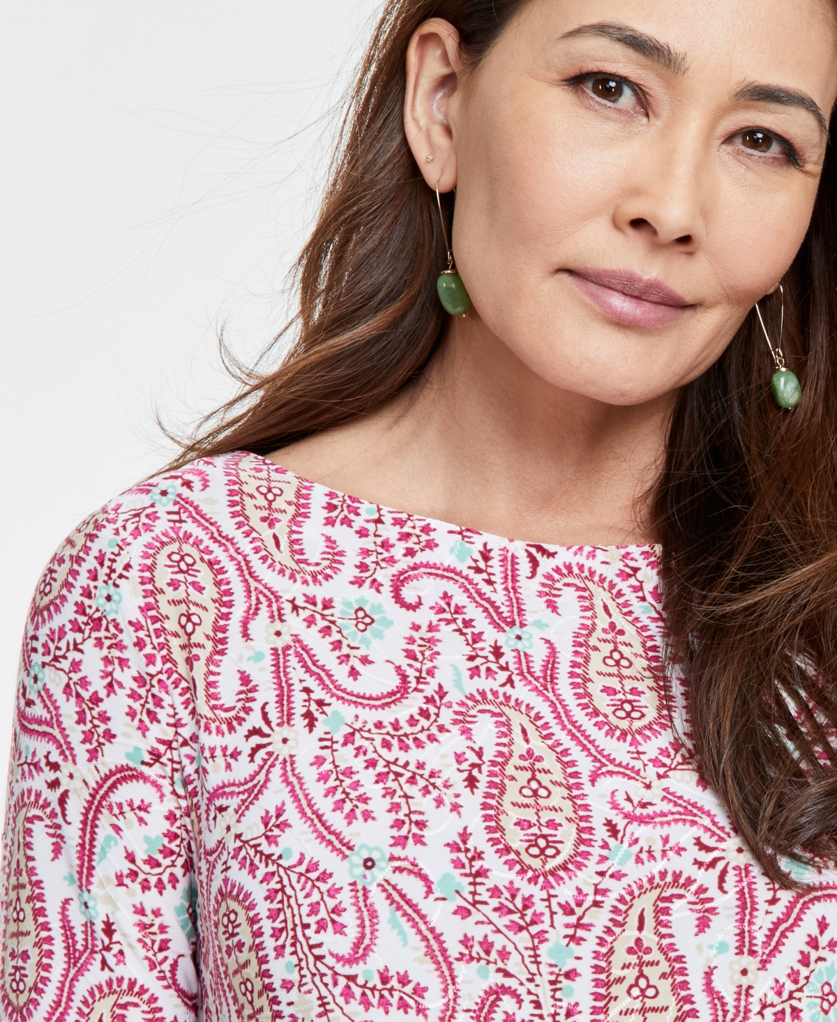 Jm Collection Petite Paisley-print Vented-hem Tunic, Exclusively At Macy's