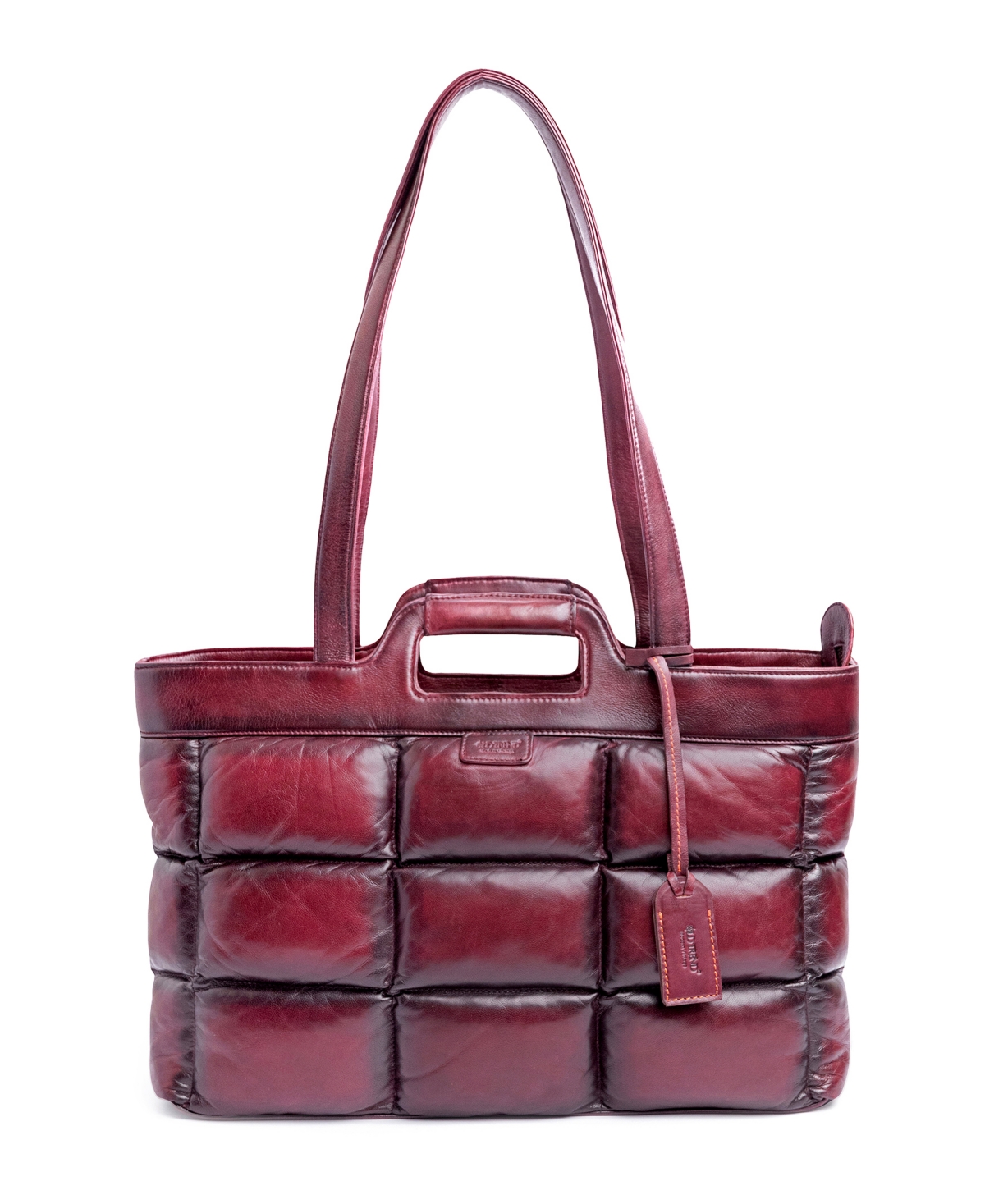Old Trend Puff Clover Leather Tote Bag In Burgundy