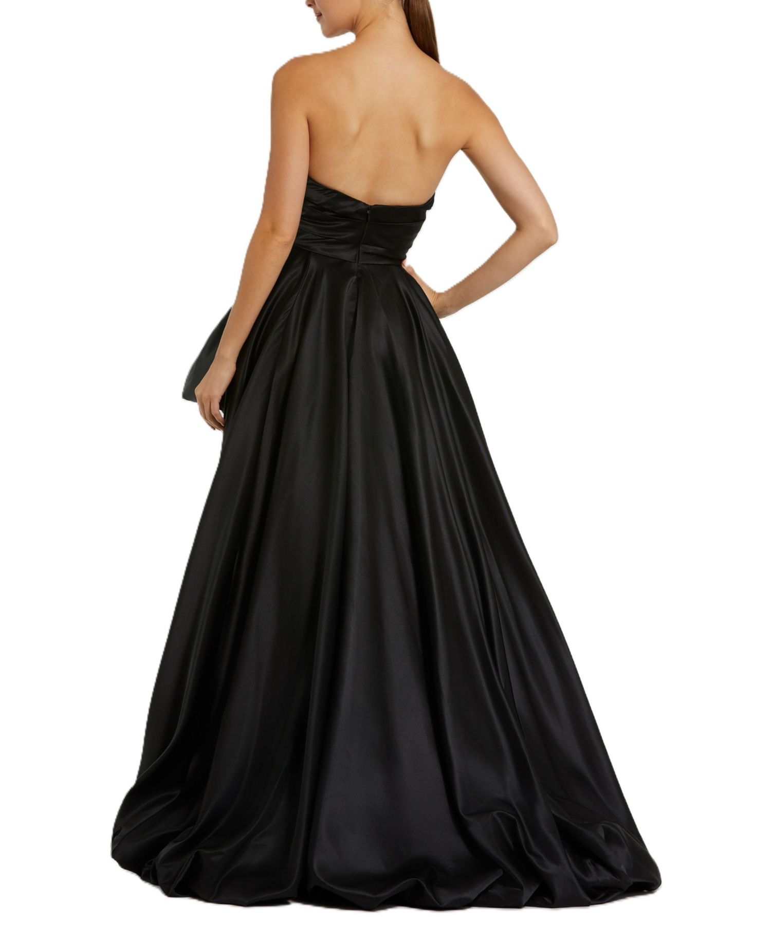 Women's Strapless Ruched High Low Gown