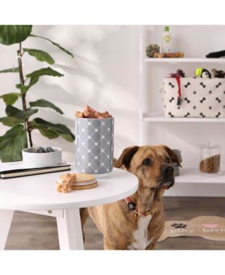 Ceramic Pet Treat Canister Trellis Paw