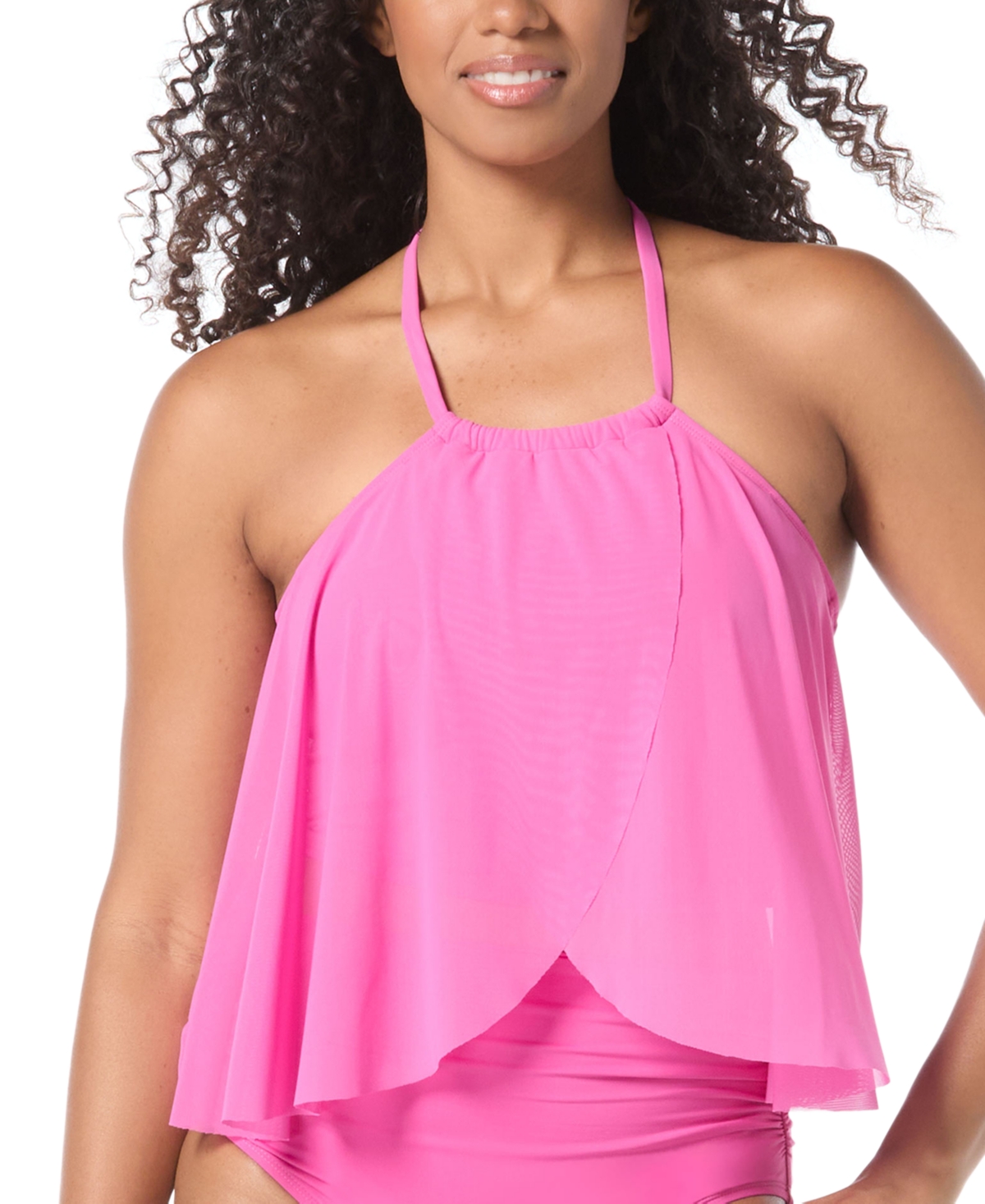 Women's Quartz Mesh Underwire Tankini Top - Pink
