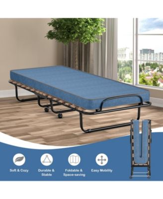 Portable Folding Bed with Memory Foam Mattress and Sturdy Metal Frame Made in Italy
