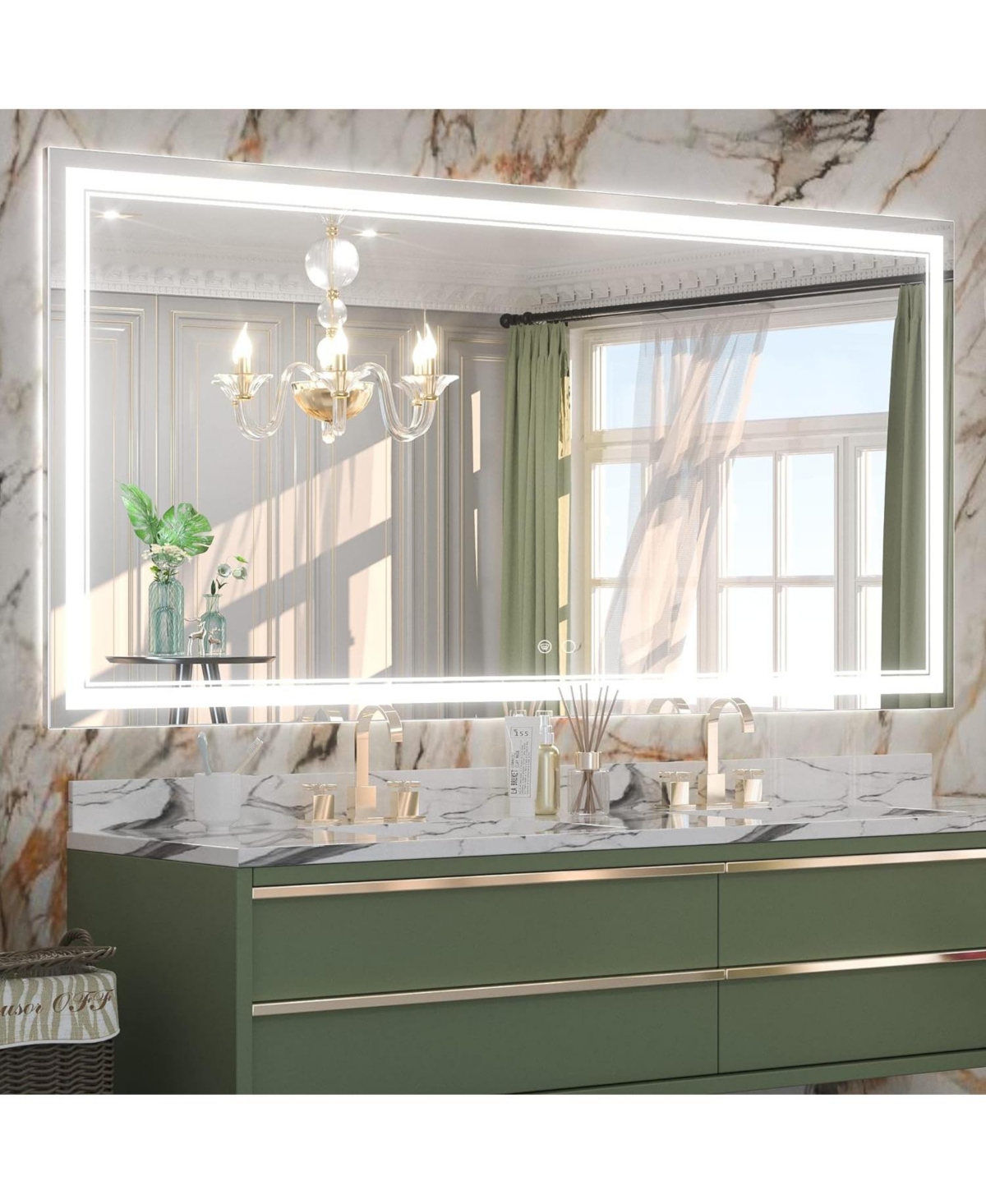 Frameless Led Lighted Bathroom Vanity Mirror with Brightness Adjustable, Memory Function, Anti-fog