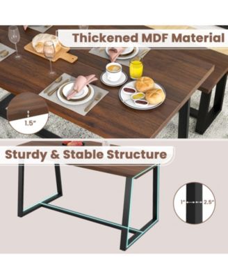 Large Dining Table with Heavy-duty Metal Frame and Anti-slip Foot Pads