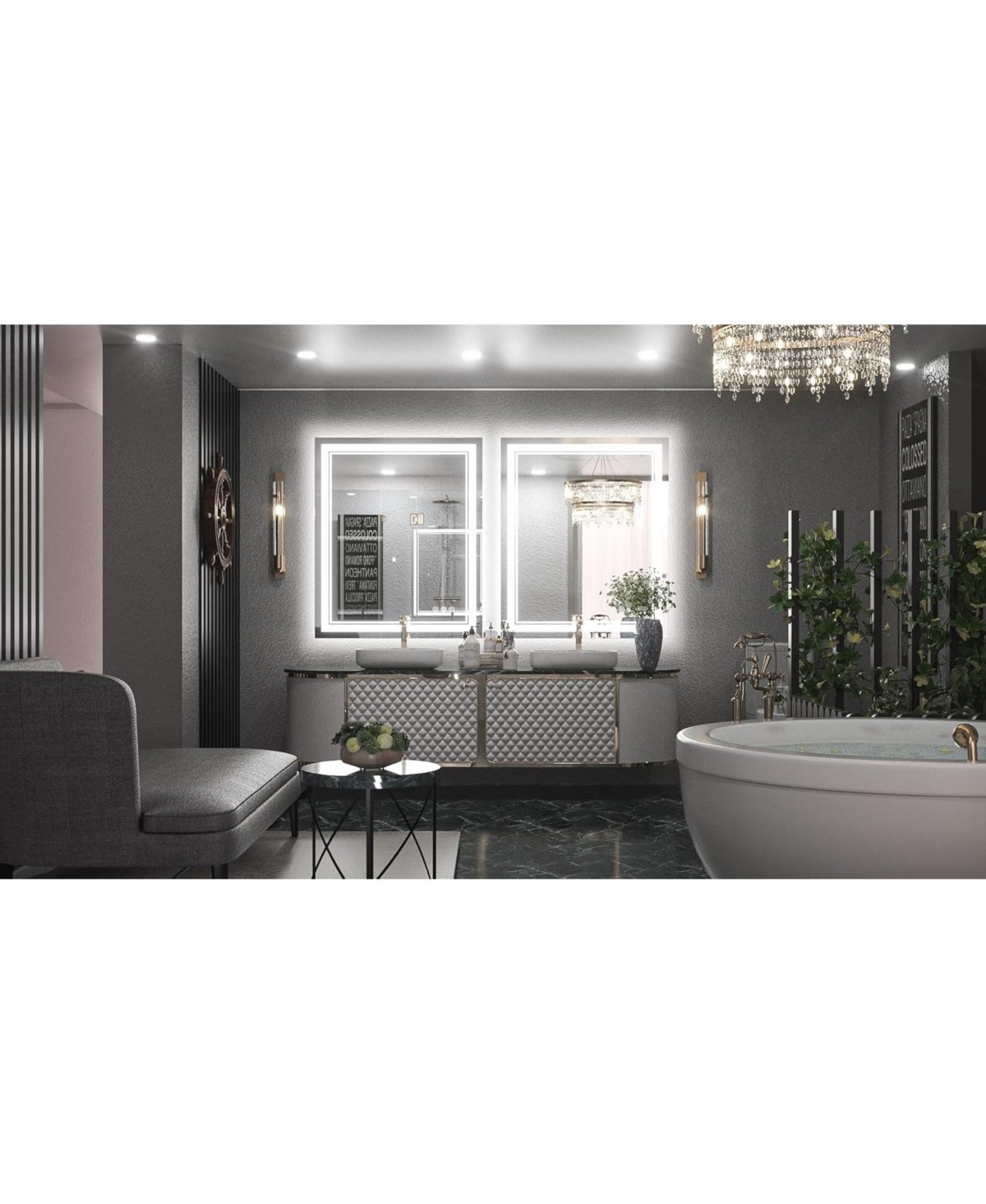 keonjinn Led Bathroom Mirror with Frontlit and Backlit
