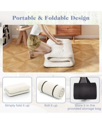 Twin Futon Mattress Floor Sleeping Pad with Washable Cover-Twin Size