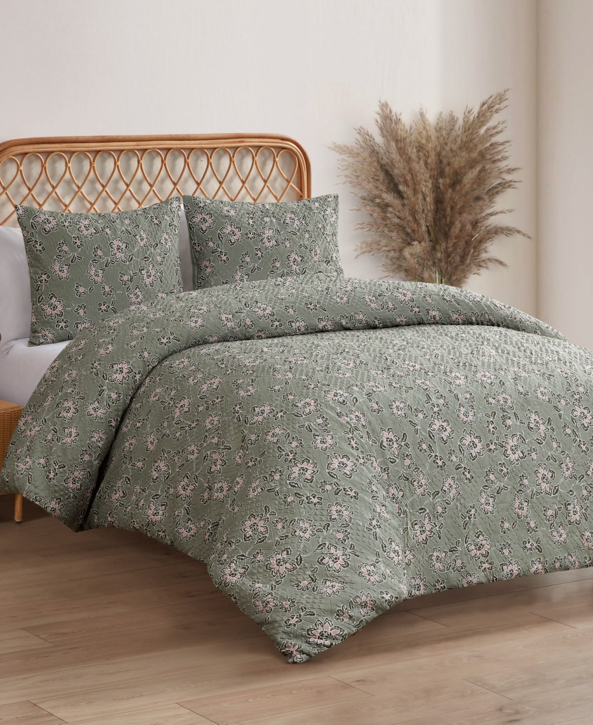 Jessica Simpson Botanical Embossed 3-pc. Duvet Cover Set, King In Sage Green