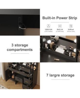 Vanity Desk With Led Lighted Mirror