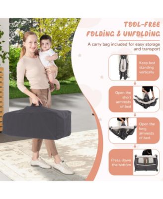 Kids 4 in 1 Portable Pack and Play Nursery Center with Bassinet-Heart